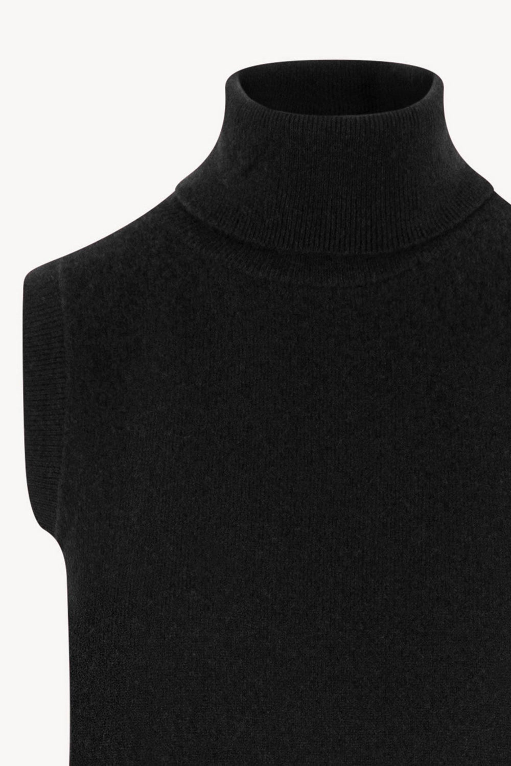 Dolcevita Senza Maniche in Puro Cashmere Nero