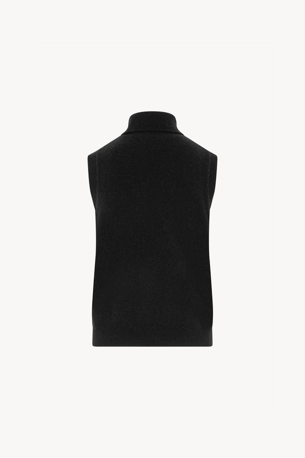 Dolcevita Senza Maniche in Puro Cashmere Nero