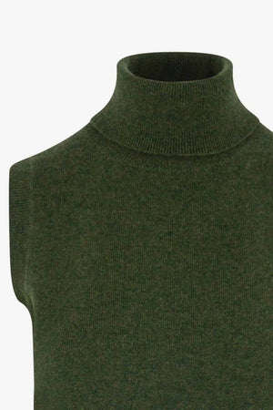 Dolcevita Senza Maniche in Puro Cashmere Loden