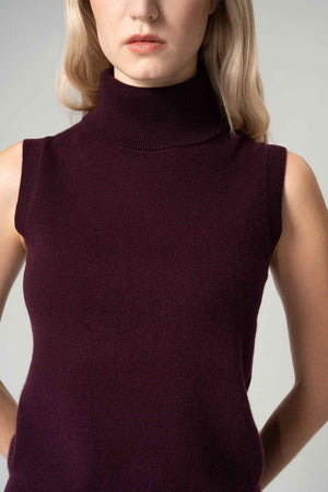 Dolcevita Senza Maniche in Puro Cashmere Acero