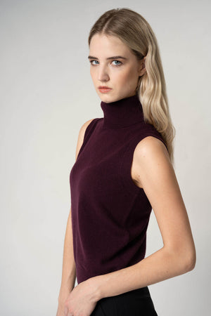 Dolcevita Senza Maniche in Puro Cashmere Acero