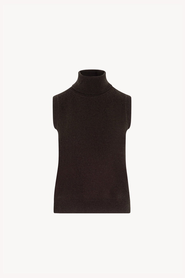 Dolcevita Senza Maniche in Puro Cashmere Mocha