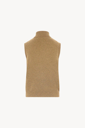 Dolcevita Senza Maniche in Puro Cashmere Cammello