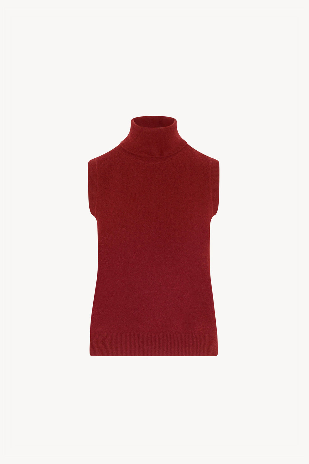 Dolcevita Senza Maniche in Puro Cashmere Rubino