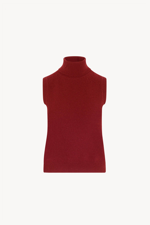 Dolcevita Senza Maniche in Puro Cashmere Rubino