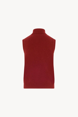 Dolcevita Senza Maniche in Puro Cashmere Rubino