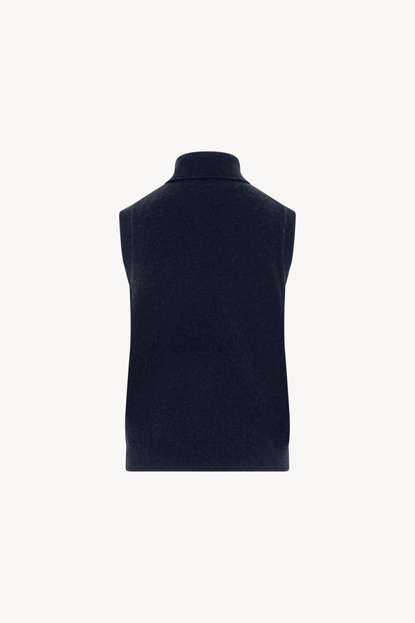 Dolcevita Senza Maniche in Puro Cashmere Notte