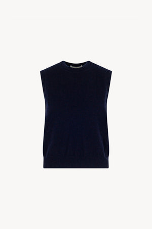 Girocollo Senza Maniche in Puro Cashmere Navy