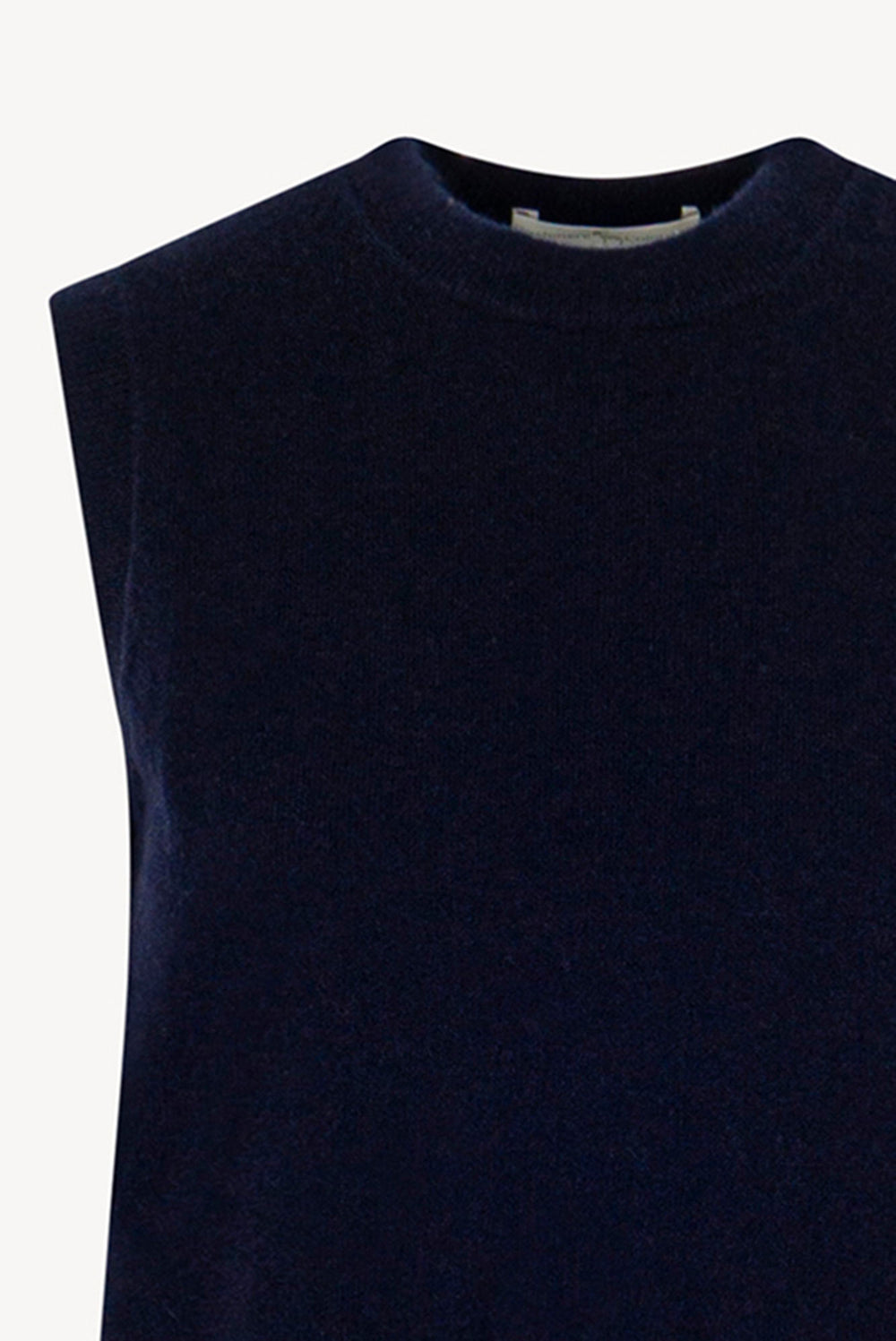 Girocollo Senza Maniche in Puro Cashmere Navy