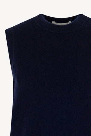 Girocollo Senza Maniche in Puro Cashmere Navy