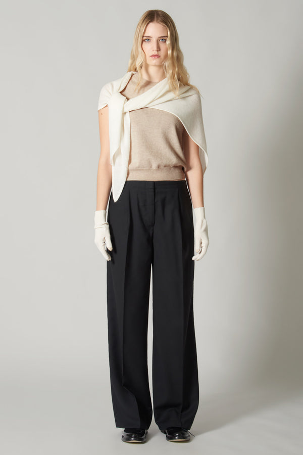 Girocollo Senza Maniche in Puro Cashmere Navy