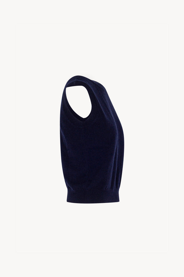 Girocollo Senza Maniche in Puro Cashmere Navy