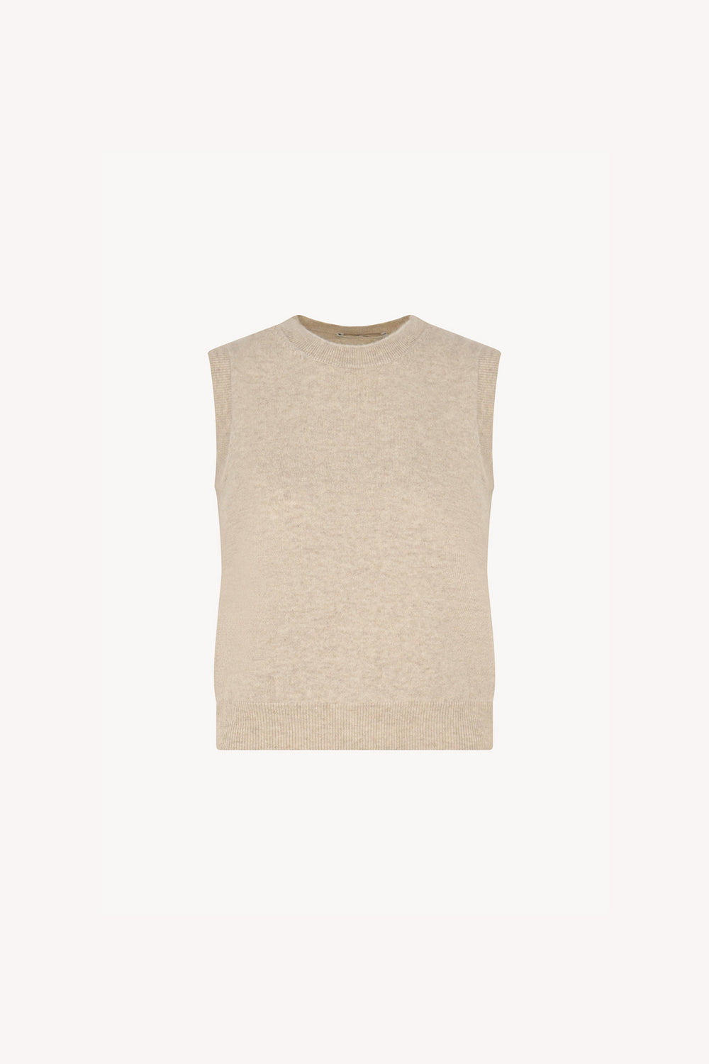 Girocollo Senza Maniche in Puro Cashmere Avena