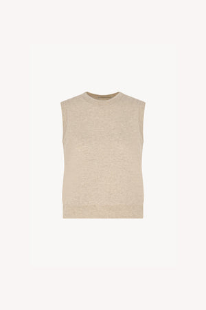 Girocollo Senza Maniche in Puro Cashmere Avena