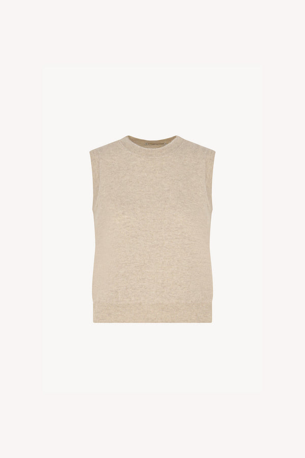 Girocollo Senza Maniche in Puro Cashmere Avena