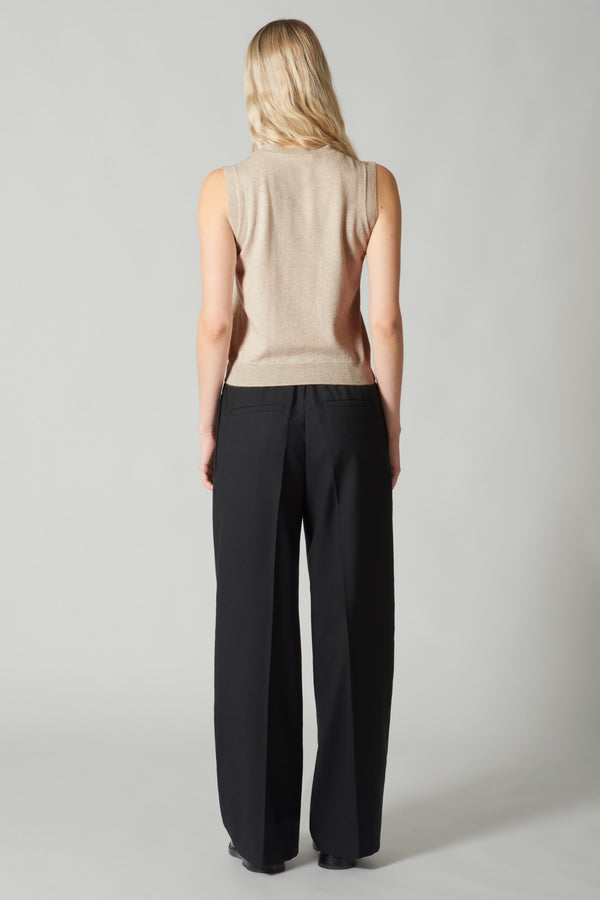 Girocollo Senza Maniche in Puro Cashmere Avena