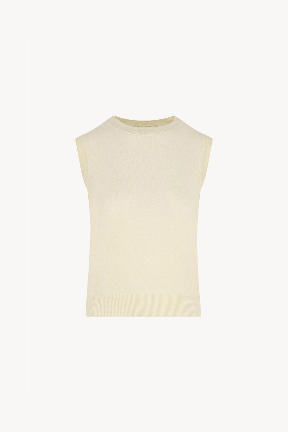 Girocollo Senza Maniche in Puro Cashmere Latte