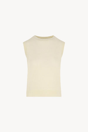 Girocollo Senza Maniche in Puro Cashmere Latte