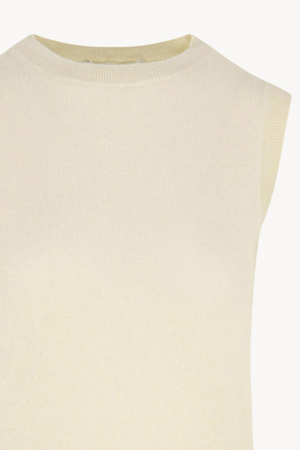 Girocollo Senza Maniche in Puro Cashmere Latte