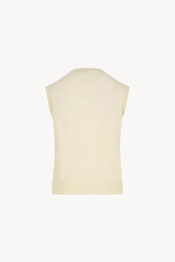 Girocollo Senza Maniche in Puro Cashmere Latte