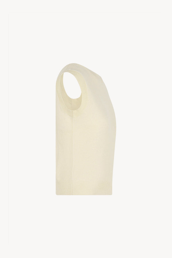 Girocollo Senza Maniche in Puro Cashmere Latte