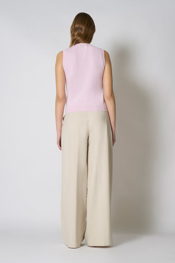 Girocollo Senza Maniche in Puro Cashmere Rosa