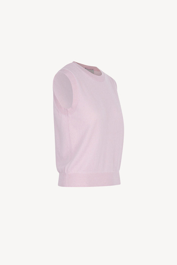 Girocollo Senza Maniche in Puro Cashmere Rosa