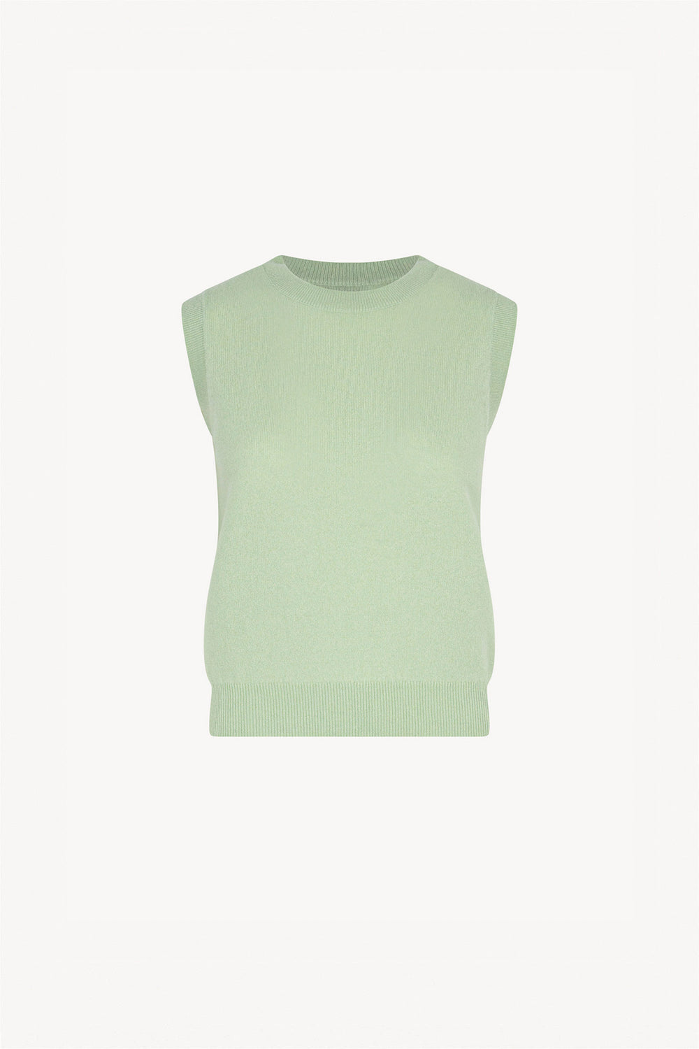 Girocollo Senza Maniche in Puro Cashmere Verde Pastello