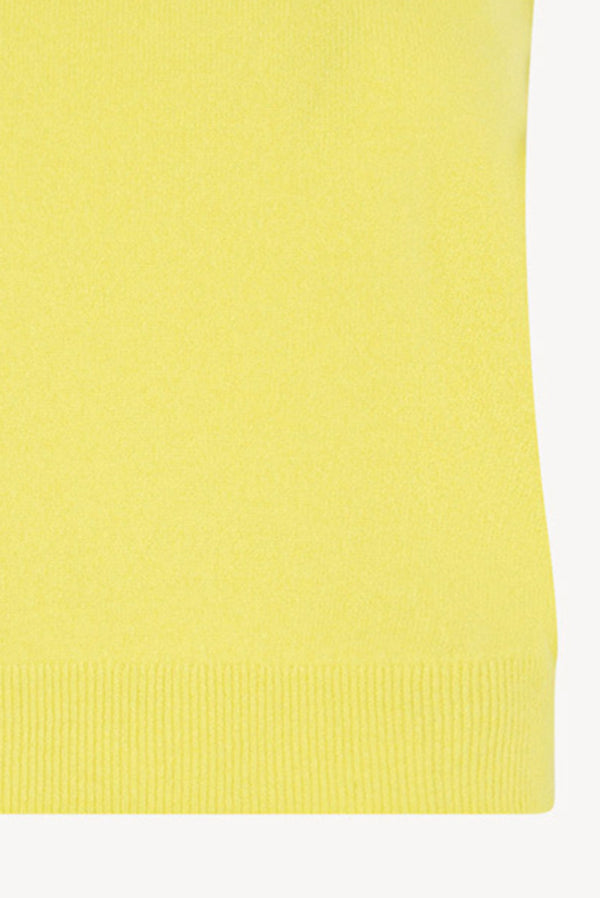 Yellow Pure Cashmere Sleeveless Crew Neck Sweater