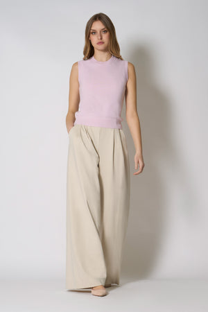 Girocollo Senza Maniche in Puro Cashmere Giallo