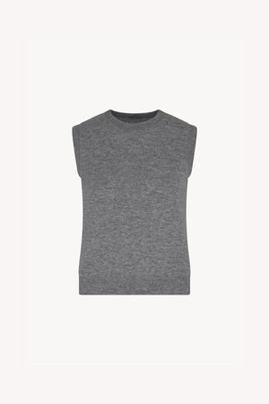 Girocollo Senza Maniche in Puro Cashmere Silver