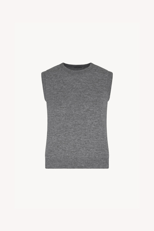 Girocollo Senza Maniche in Puro Cashmere Silver