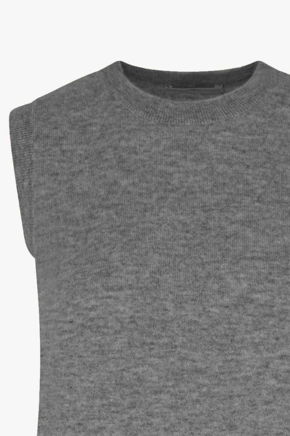 Girocollo Senza Maniche in Puro Cashmere Silver