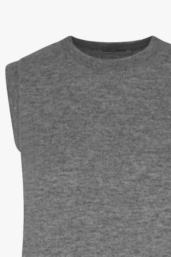 Girocollo Senza Maniche in Puro Cashmere Silver