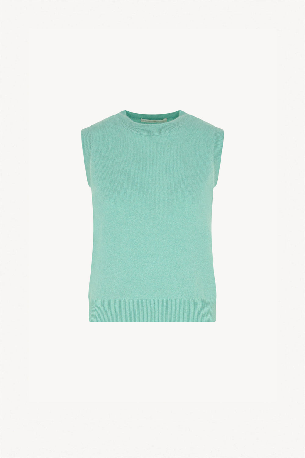 Girocollo Senza Maniche in Puro Cashmere Acqua