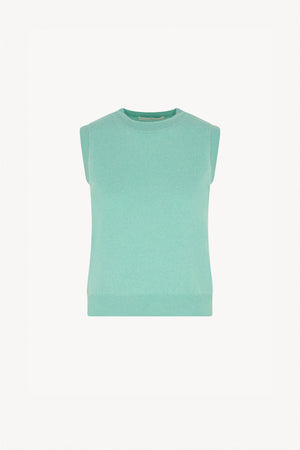 Girocollo Senza Maniche in Puro Cashmere Acqua