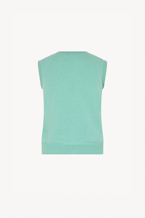 Girocollo Senza Maniche in Puro Cashmere Acqua