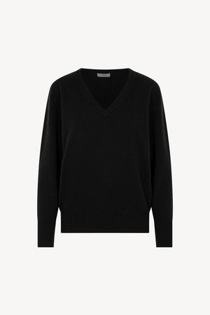 Pullover Scollo a V in Puro Cashmere Nero