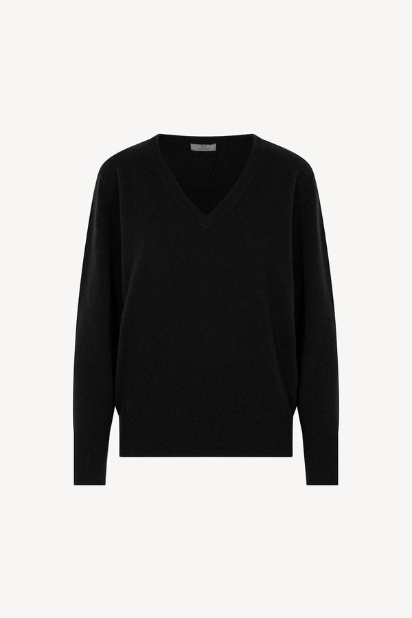 Pullover Scollo a V in Puro Cashmere Nero