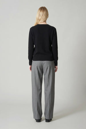 Pullover Scollo a V in Puro Cashmere Nero