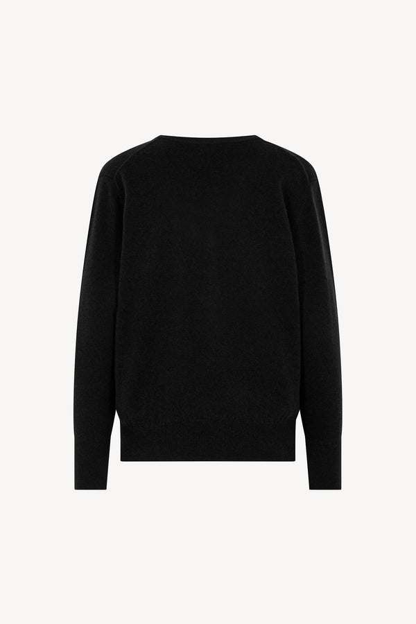 Pullover Scollo a V in Puro Cashmere Nero