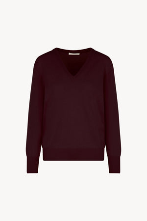 Pullover Scollo a V in Puro Cashmere Acero