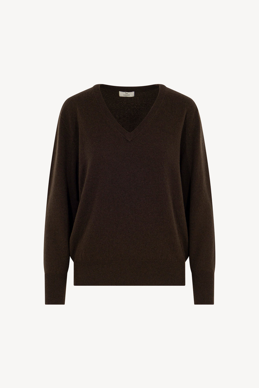 Pullover Scollo a V in Puro Cashmere Mocha