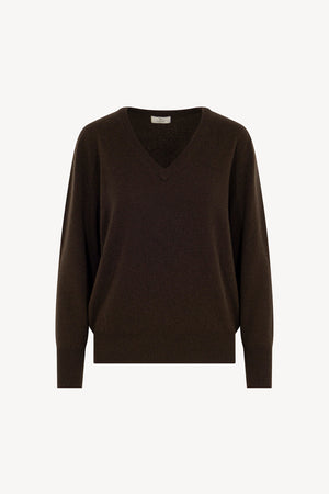 Pullover Scollo a V in Puro Cashmere Mocha
