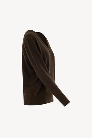 Pullover Scollo a V in Puro Cashmere Mocha