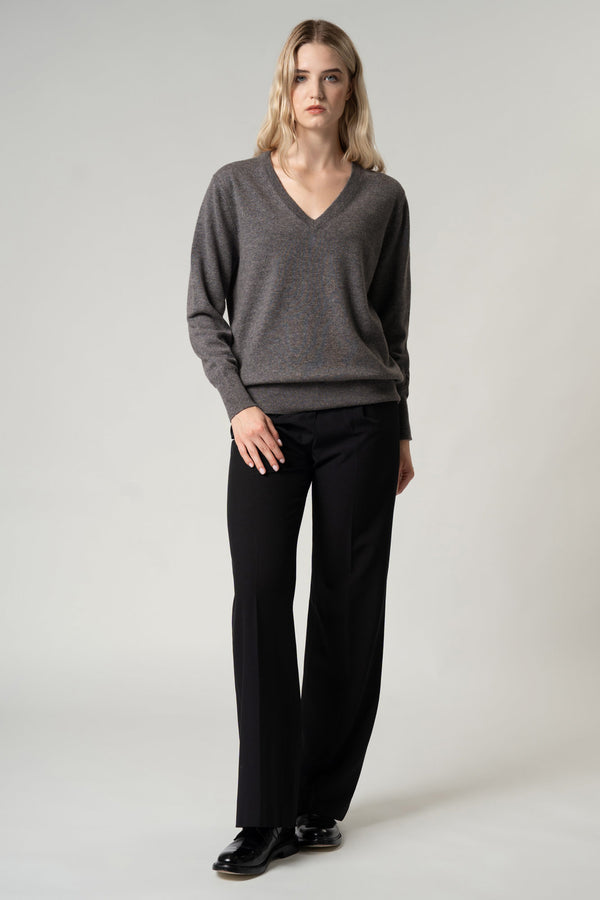 Pullover Scollo a V in Puro Cashmere Derby
