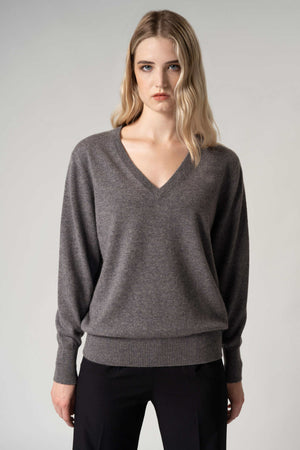 Pullover Scollo a V in Puro Cashmere Derby