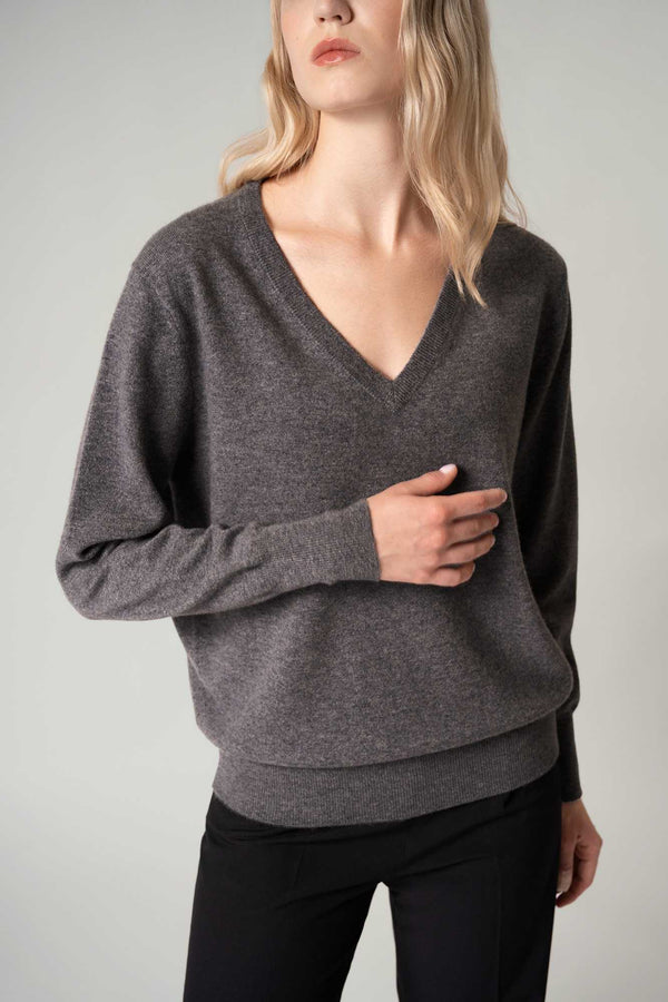 Pullover Scollo a V in Puro Cashmere Derby