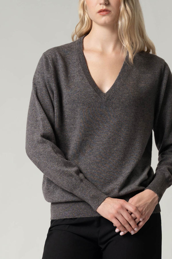 Pullover Scollo a V in Puro Cashmere Derby