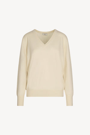 Ivory Pure Cashmere V-neck Pullover